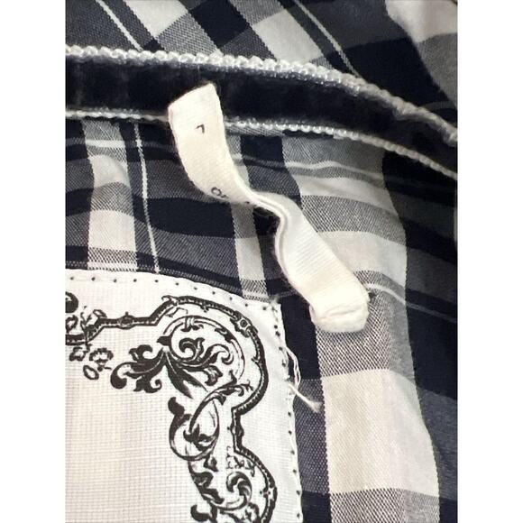 Guess Jeans BLUE/WHITE Checkered Pearl Snap Long Sleeve Shirt Women’s Sz L - Picture 10 of 11